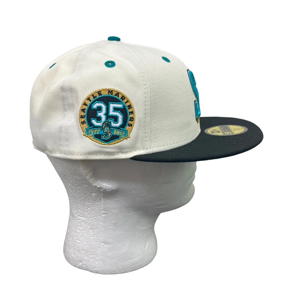 Exclusive Hat Club "Tropics" Seattle Mariners New Era 59Fifty 2 Tone Aqua 7 1/2 - Picture 4 of 5